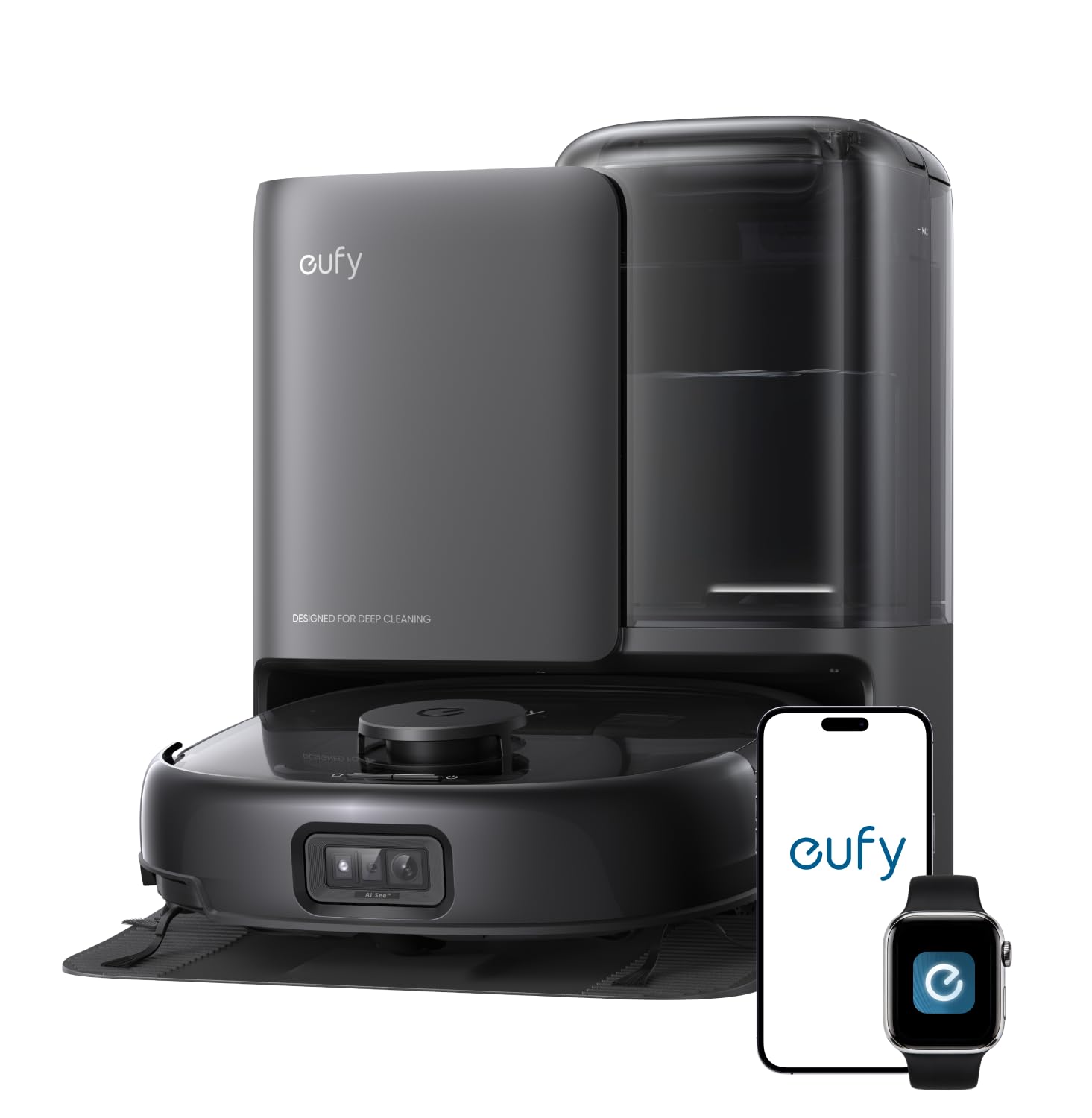 eufy E25 Omni, Robot Vacuum Cleaner with Mop,HydroJet Self-Clean Roller Mop