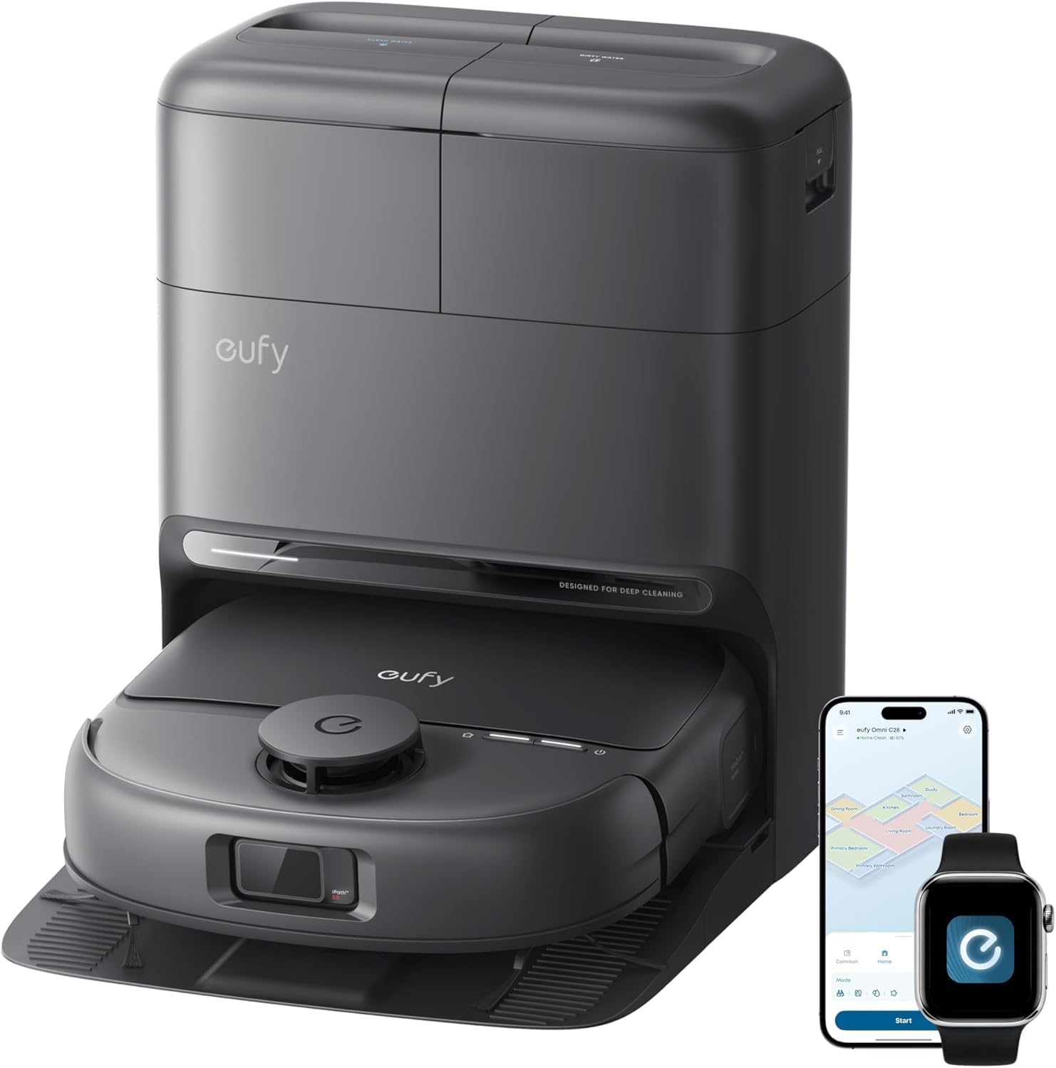 eufy C28 Omni, Robot Vacuum Cleaner with Mop,HydroJet Self Clean Roller Mop